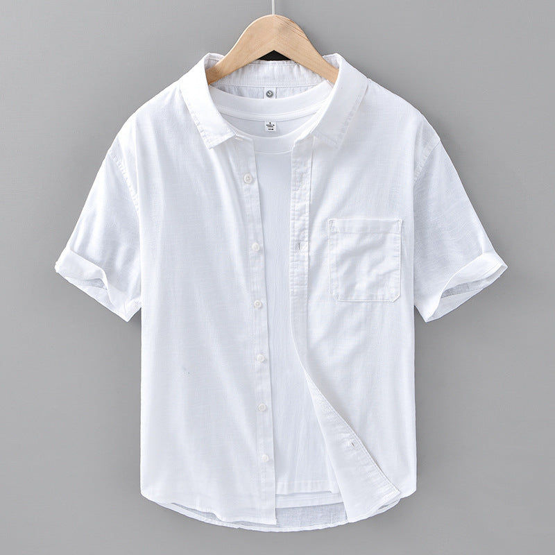 Thin Menswear Linen Short Sleeve Shirt