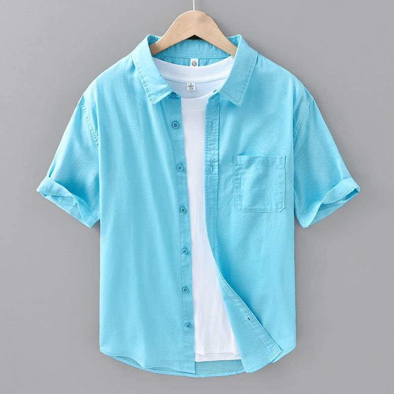 Thin Menswear Linen Short Sleeve Shirt