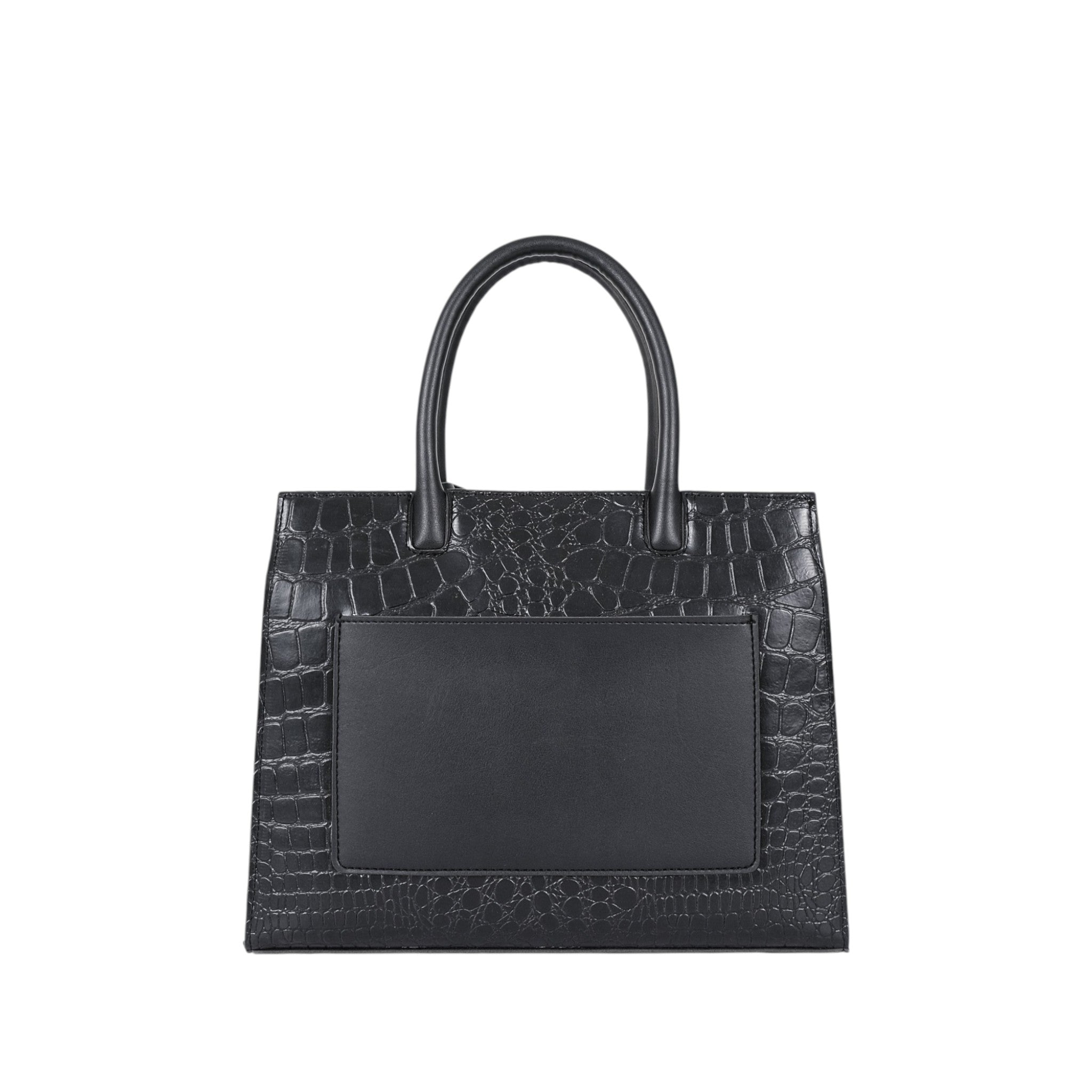 Premier Leather Black Crocodile With Long Adjustable Handbag