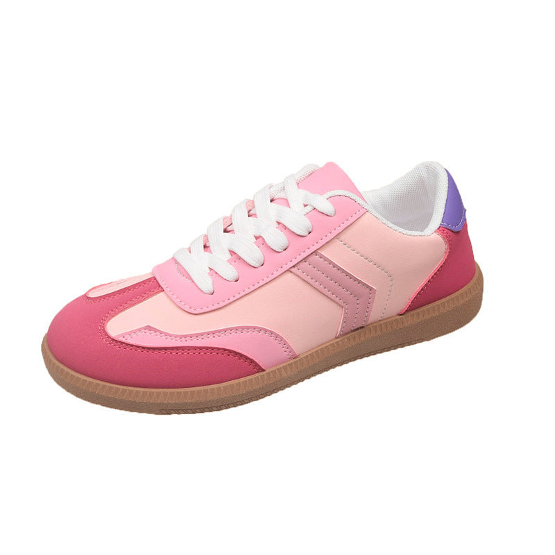 Women's Retro Color block Sneakers Flat Bottom Pumps