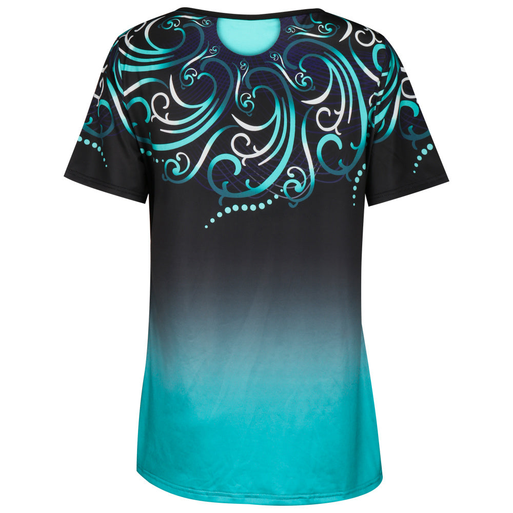 Premier Leather Round Neck Short Sleeve Button Loose Shirt