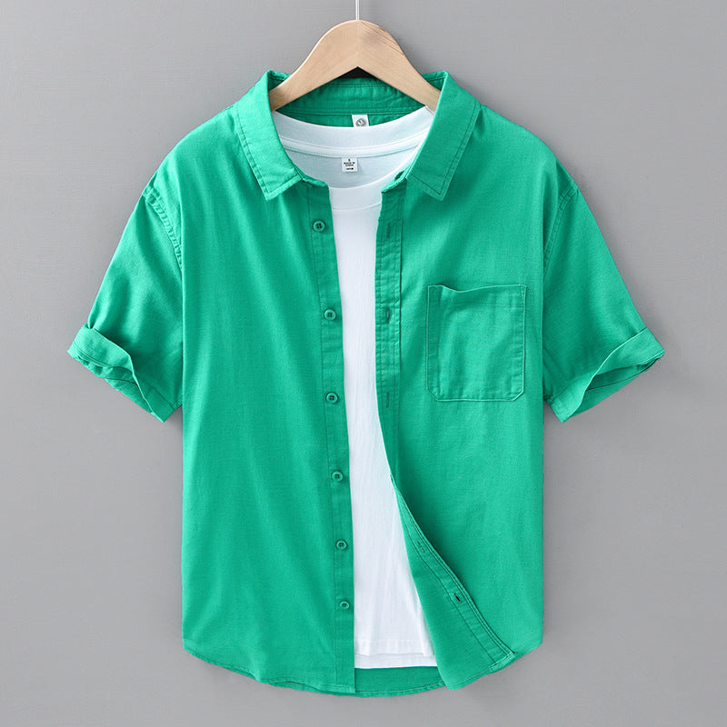 Thin Menswear Linen Short Sleeve Shirt
