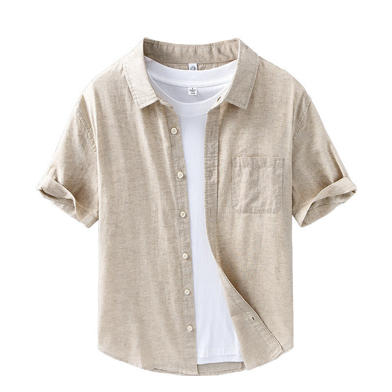 Thin Menswear Linen Short Sleeve Shirt