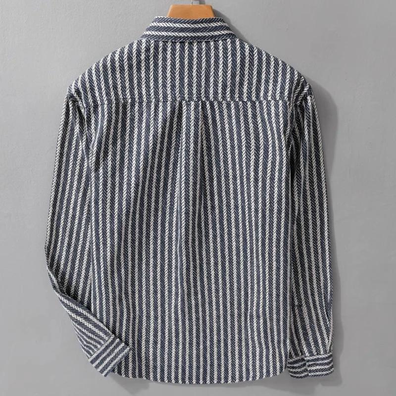 Spring Men's Collar Shirt Jacket Personalized Striped